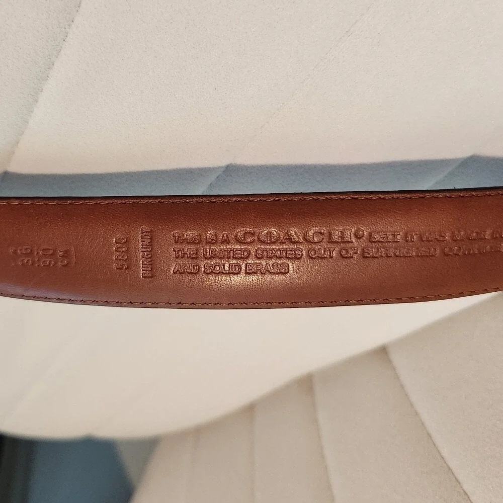 Coach‎ Mens Genuine Leather Burgundy Belt Size 36 Classic Office Brass Preppy